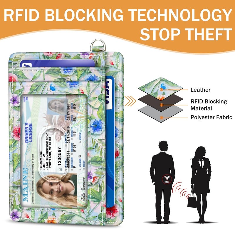 Yonlevres Credit Card Holder Slim Wallet, Hummingbird RFID Wallet Women Front Pocket Small Card Holder, Travel Funny Cute Thin Card Case ID Window PU Leather RFID Blocking Card Organizer Gifts Girls - Image 5